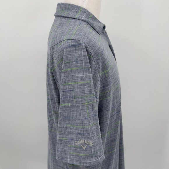 Callaway Men's Opti-Dri Golf Polo Shirt L Large Gray/Green Plaid - Picture 6 of 10